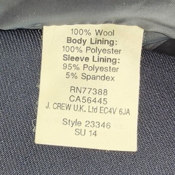 J. Crew 1035 Super 120's Navy 100% Virgin Wool Blazer Classic Timeless Size 8 - Picture 11 of 12